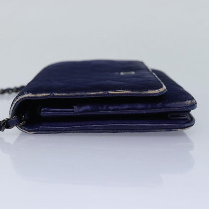 Chanel Chain Shoulder Bag Moquette Navy CC Auth