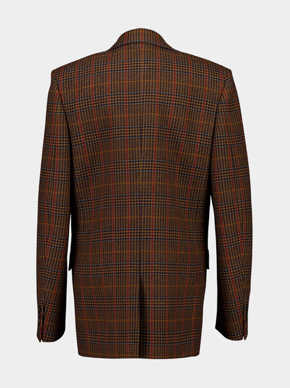 Marron Multicolore Wool Check Jacket