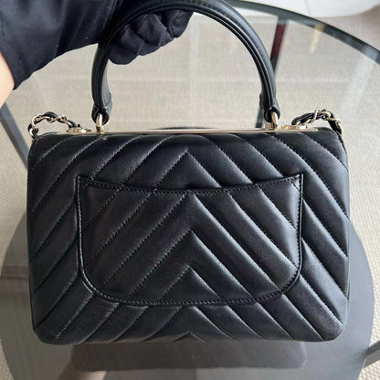 Trendy CC Small 25CM Chevron Lambskin Black Golden Hardware Series 26