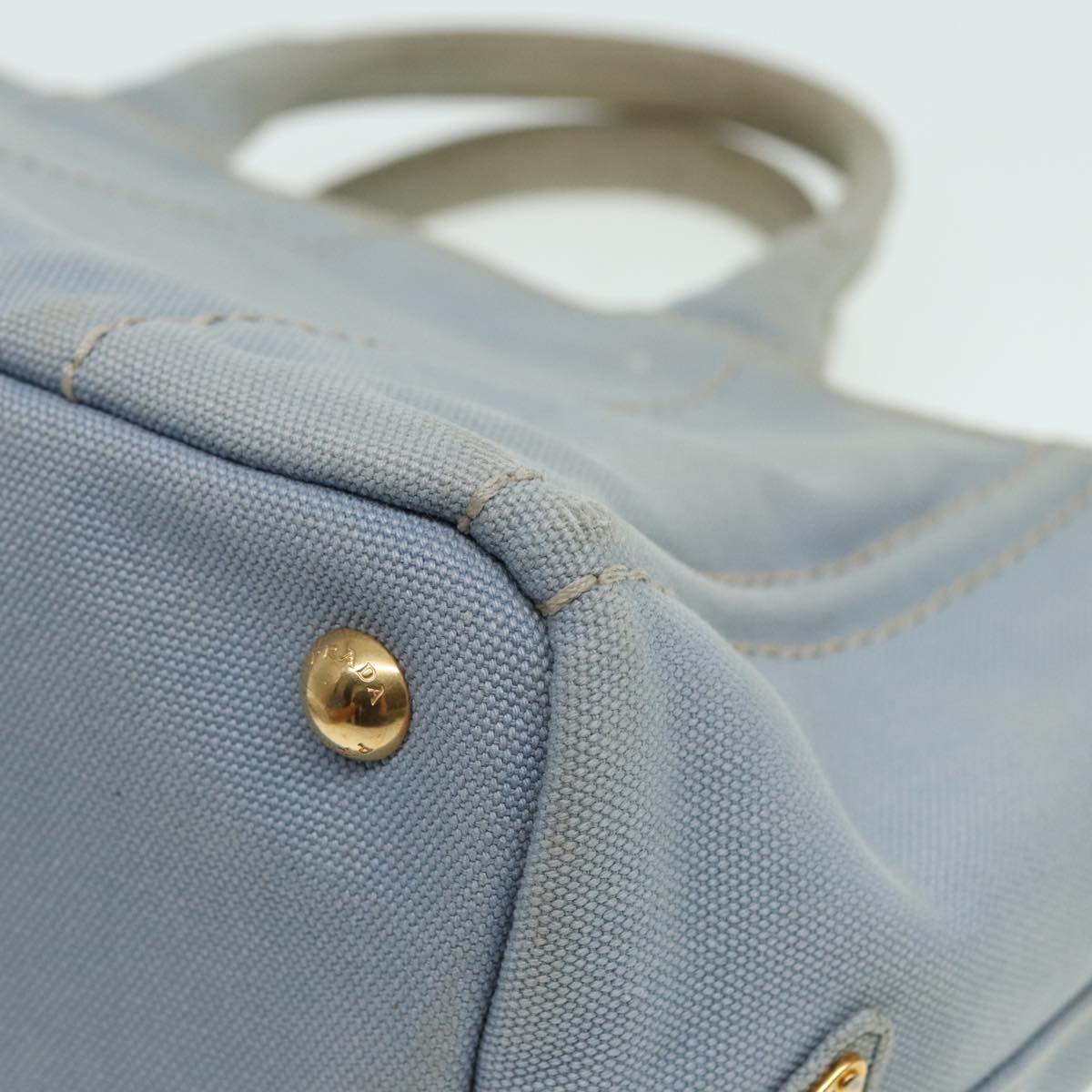 PRADA Canapa PM Hand Bag Canvas Light Blue Auth 84449