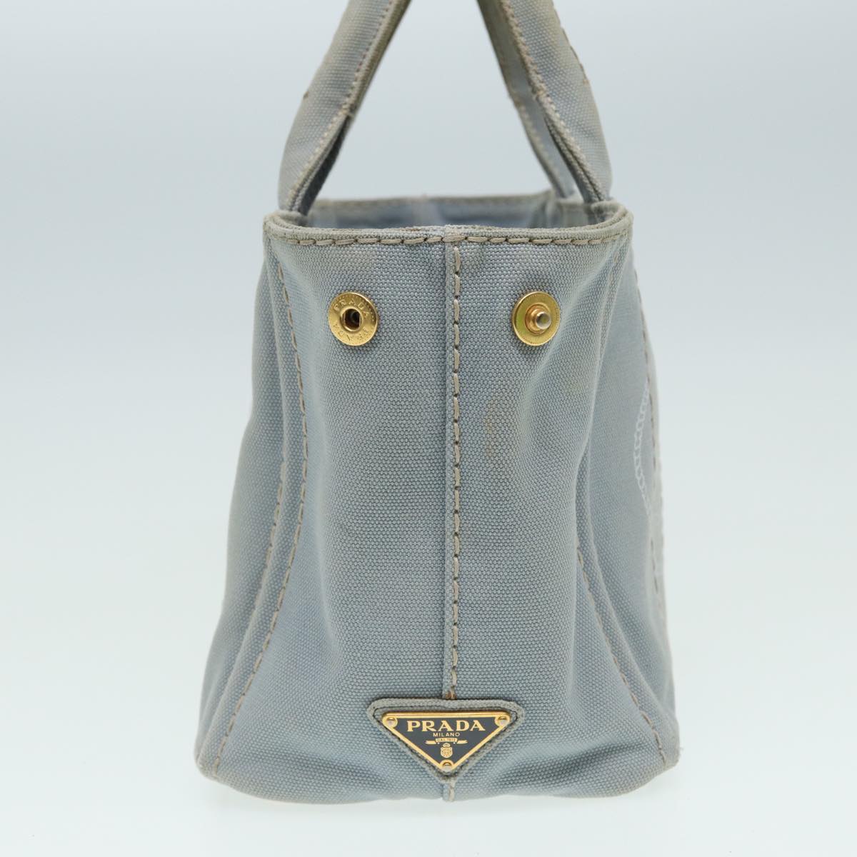 PRADA Canapa PM Hand Bag Canvas Light Blue Auth 84449