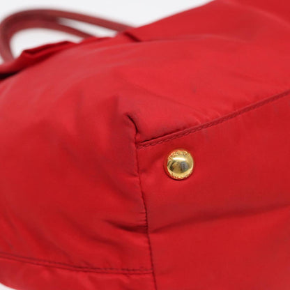 PRADA Hand Bag Nylon Red Auth 84453