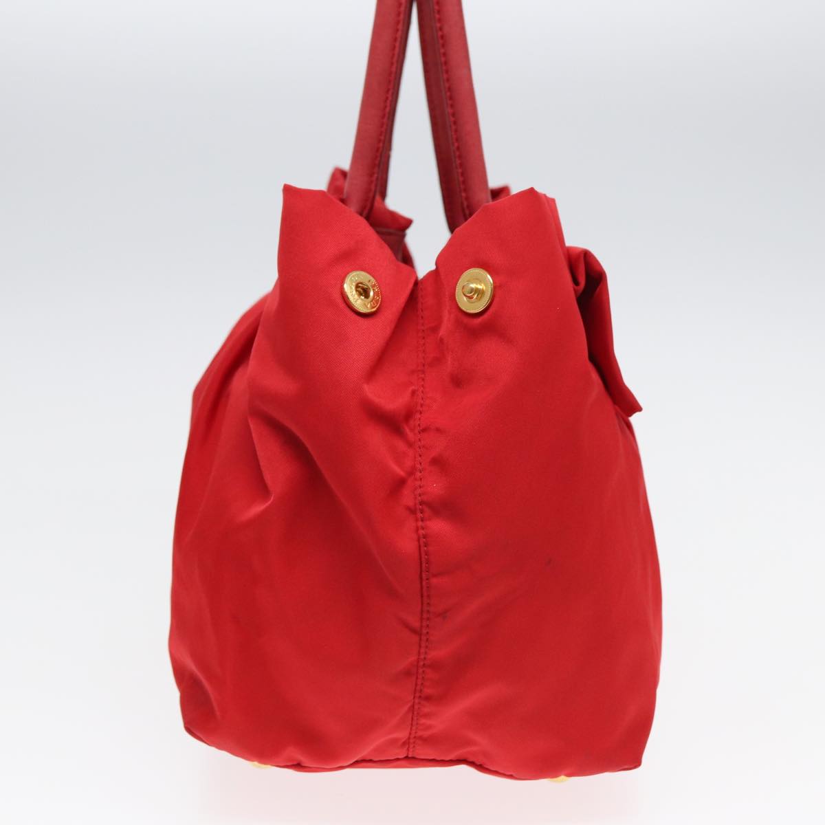 PRADA Hand Bag Nylon Red Auth 84453