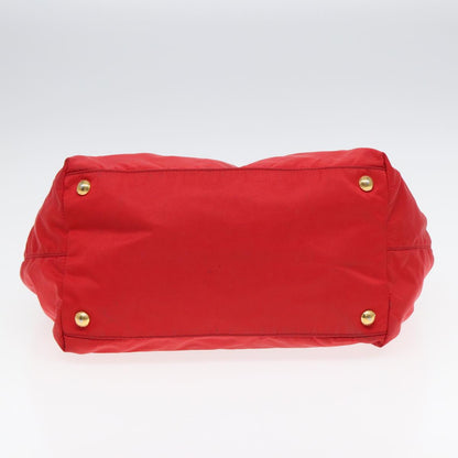 PRADA Hand Bag Nylon Red Auth 84453