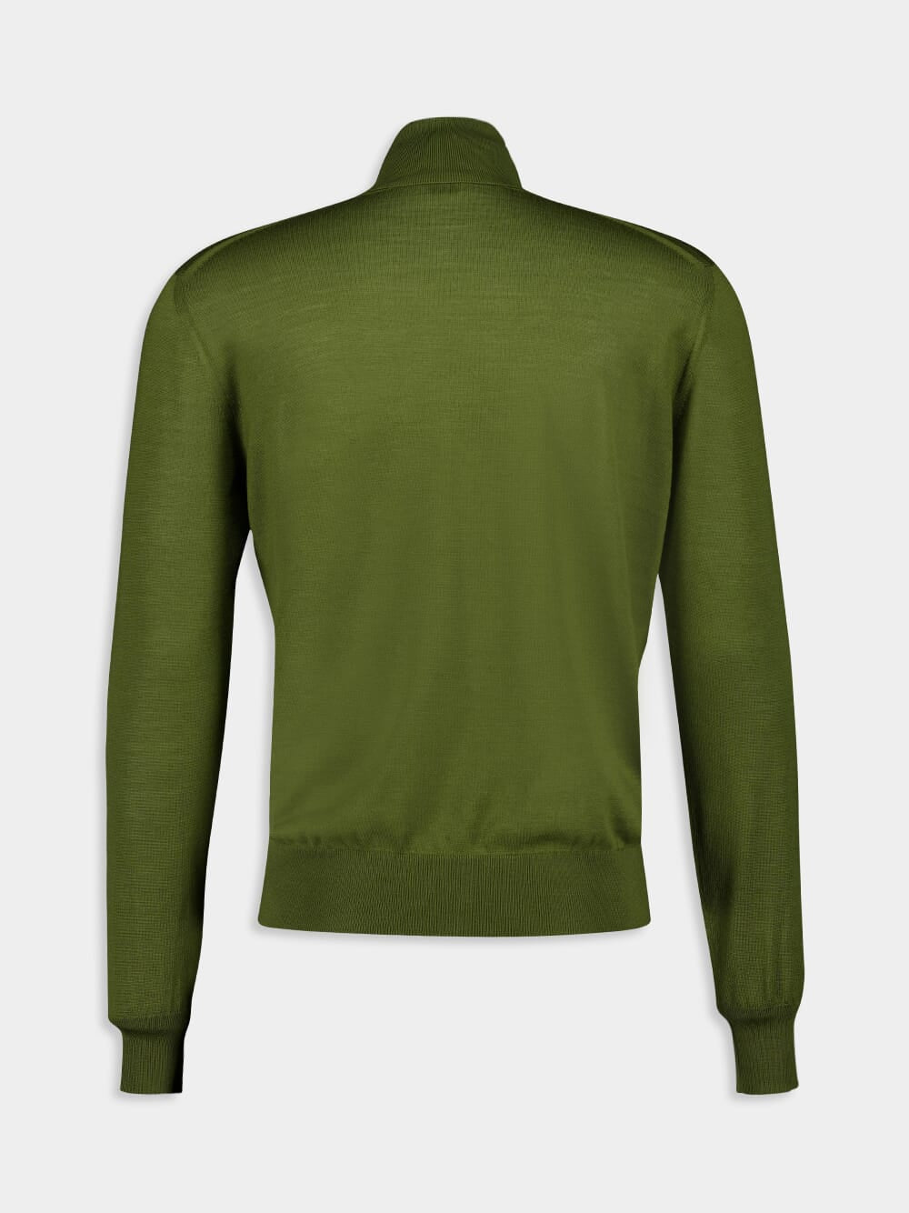 Turtleneck Sweater in Olive Green Cashmere Wool and Silk