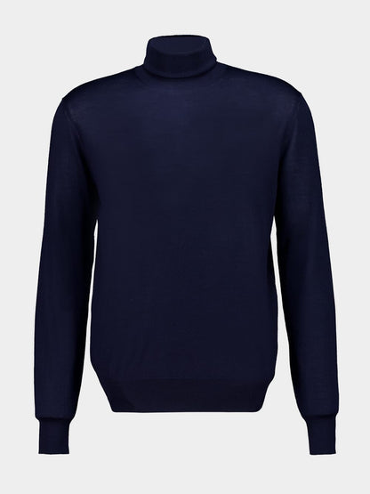 Dark Blue Wool-Cashmere Turtleneck