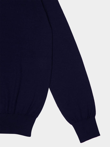 Dark Blue Wool-Cashmere Turtleneck