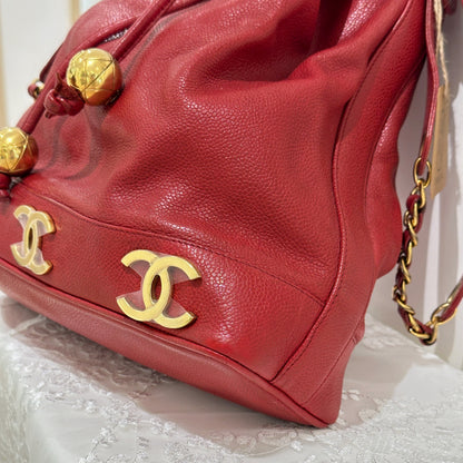 Chanel vintage triple CC leather bucket bag