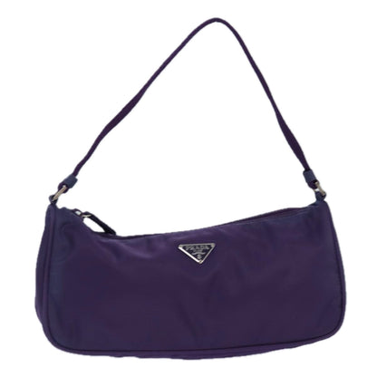 PRADA Accessory Pouch Nylon Purple Silver Auth 84541