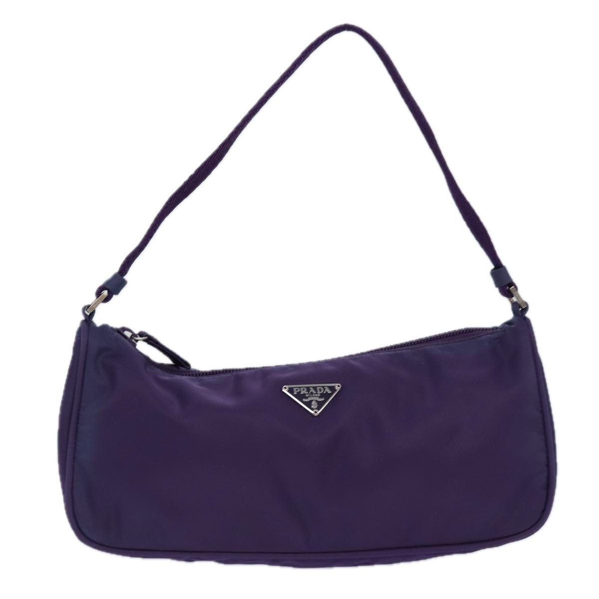 PRADA Accessory Pouch Nylon Purple Silver Auth 84541