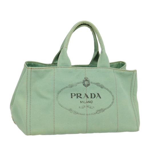 PRADA Canapa GM Hand Bag Canvas Gold Green Auth 84590