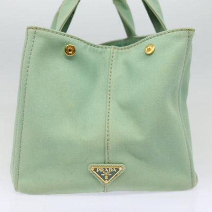 PRADA Canapa GM Hand Bag Canvas Gold Green Auth 84590