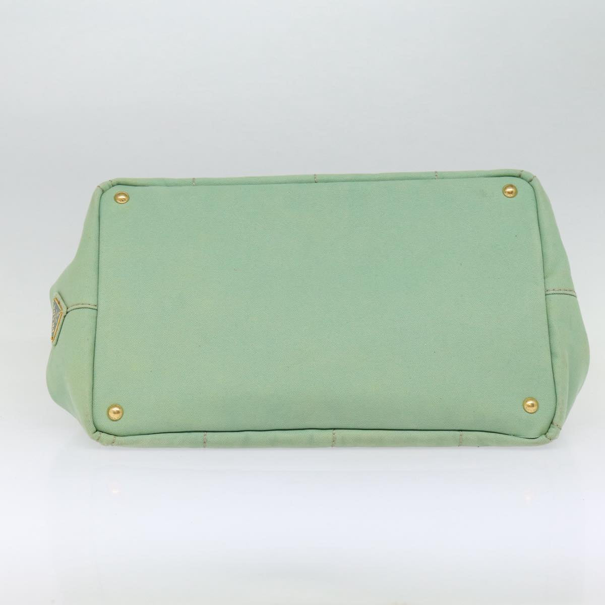 PRADA Canapa GM Hand Bag Canvas Gold Green Auth 84590