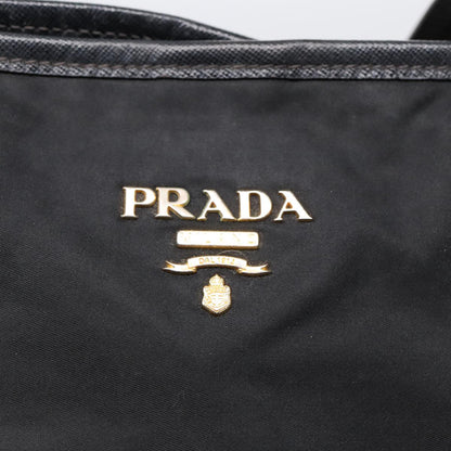 PRADA Tote Bag Nylon Black Gold Auth 84619