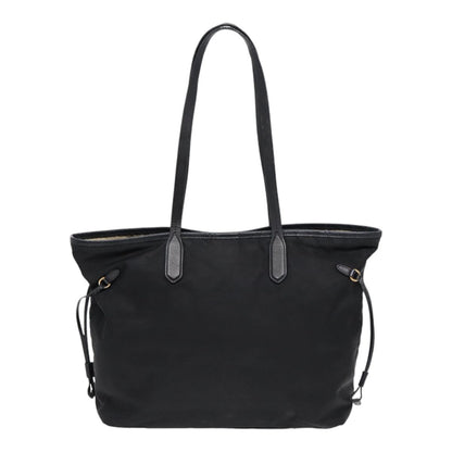 PRADA Tote Bag Nylon Black Gold Auth 84619