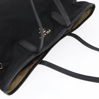 PRADA Tote Bag Nylon Black Gold Auth 84619