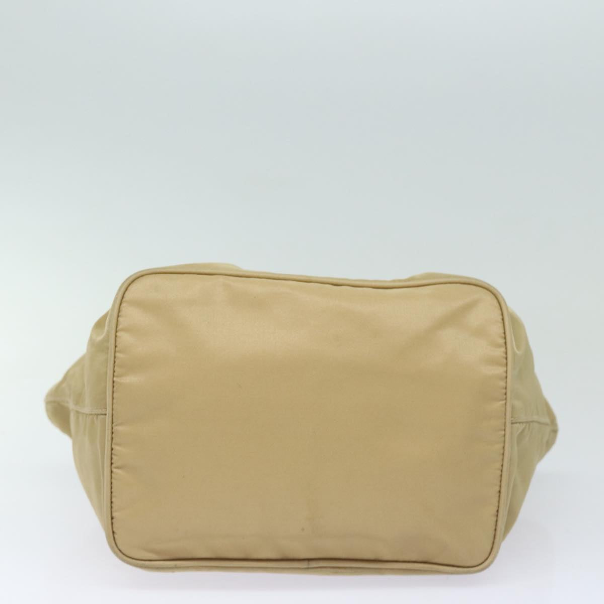 PRADA Hand Bag Nylon Silver Beige Auth 84643