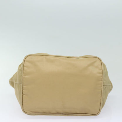 PRADA Hand Bag Nylon Silver Beige Auth 84643