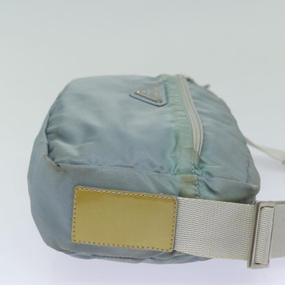 PRADA Shoulder Bag Nylon Light Blue Silver Auth 84645