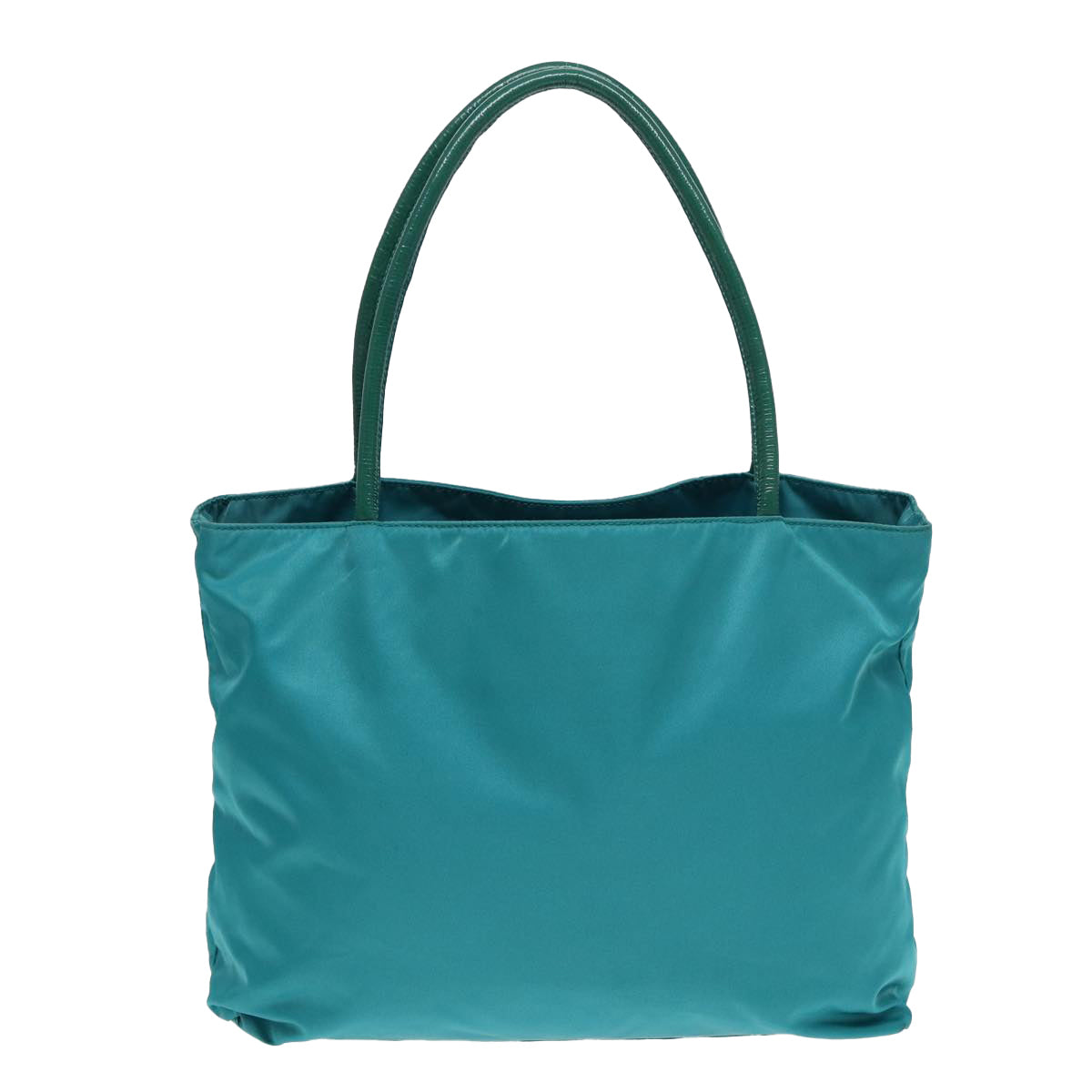 PRADA Tote Bag Nylon Turquoise Blue Gold Auth 84647