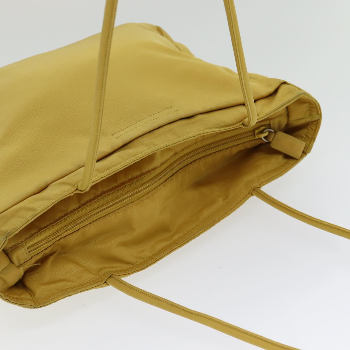 PRADA Tote Bag Nylon Yellow Silver Auth 84670