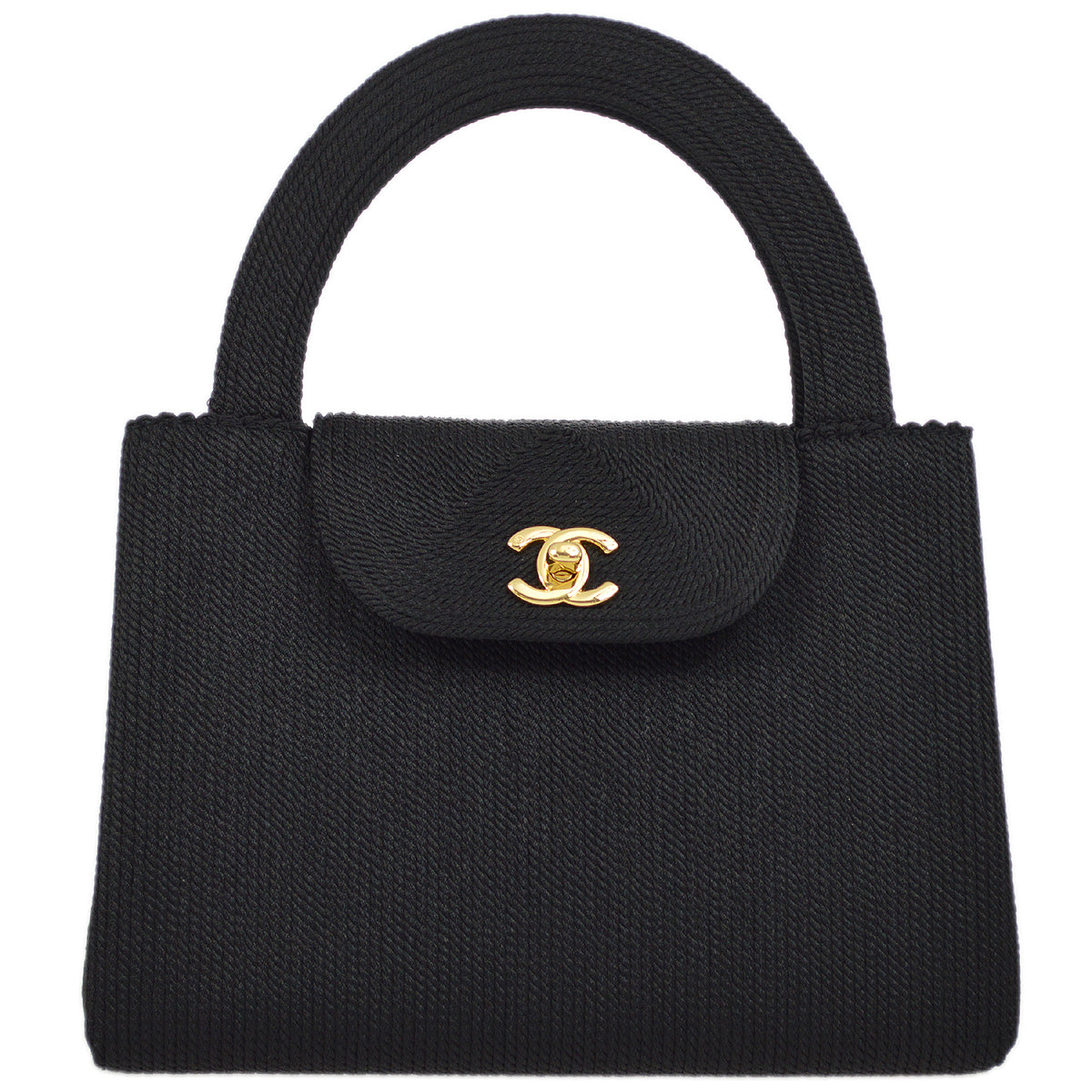 Chanel Black Canvas Braid HandBag