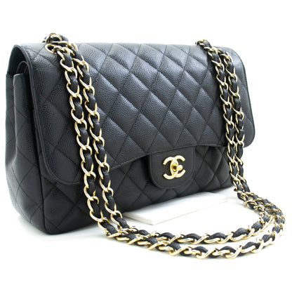 Chanel Classic Large " Chain Shoulder Bag W New Black Caviar