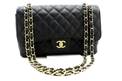 Chanel Classic Large " Chain Shoulder Bag W New Black Caviar