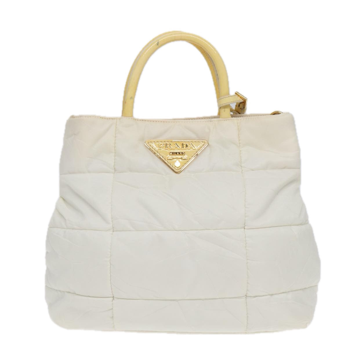 PRADA Shoulder Bag Nylon White Auth 84770