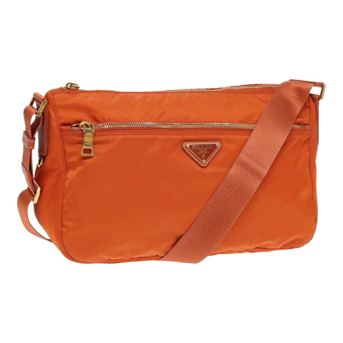 PRADA Shoulder Bag Nylon Orange Auth 84771