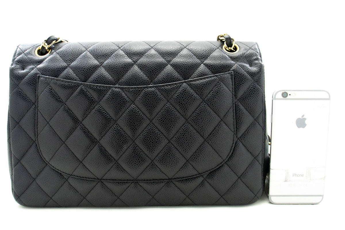 Chanel Classic Large " Chain Shoulder Bag W New Black Caviar