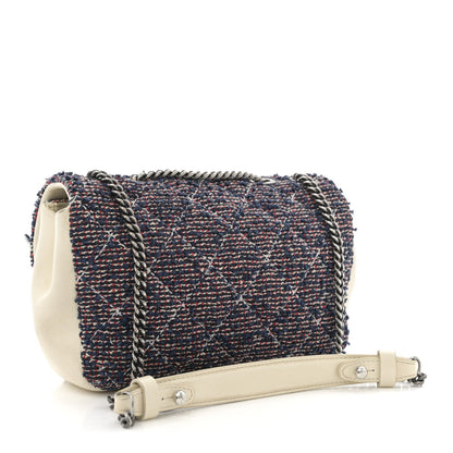 Tweed Quilted Mini Rectangular Flap Blue Multicolor
