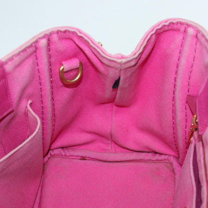 PRADA Canapa PM Hand Bag Canvas Pink Auth 84944