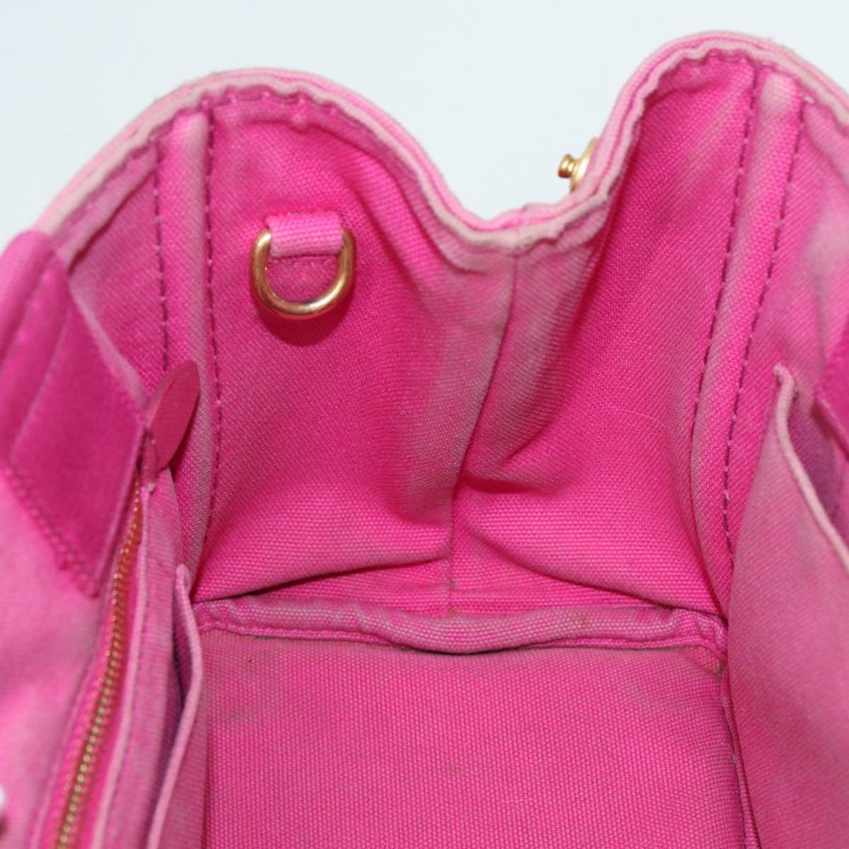 PRADA Canapa PM Hand Bag Canvas Pink Auth 84944