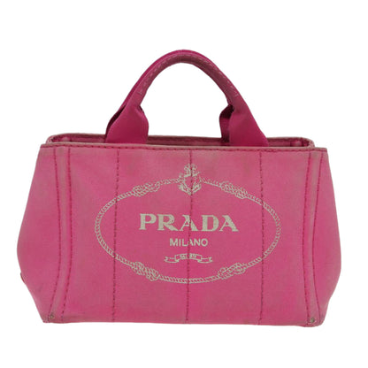 PRADA Canapa PM Hand Bag Canvas Pink Auth 84944