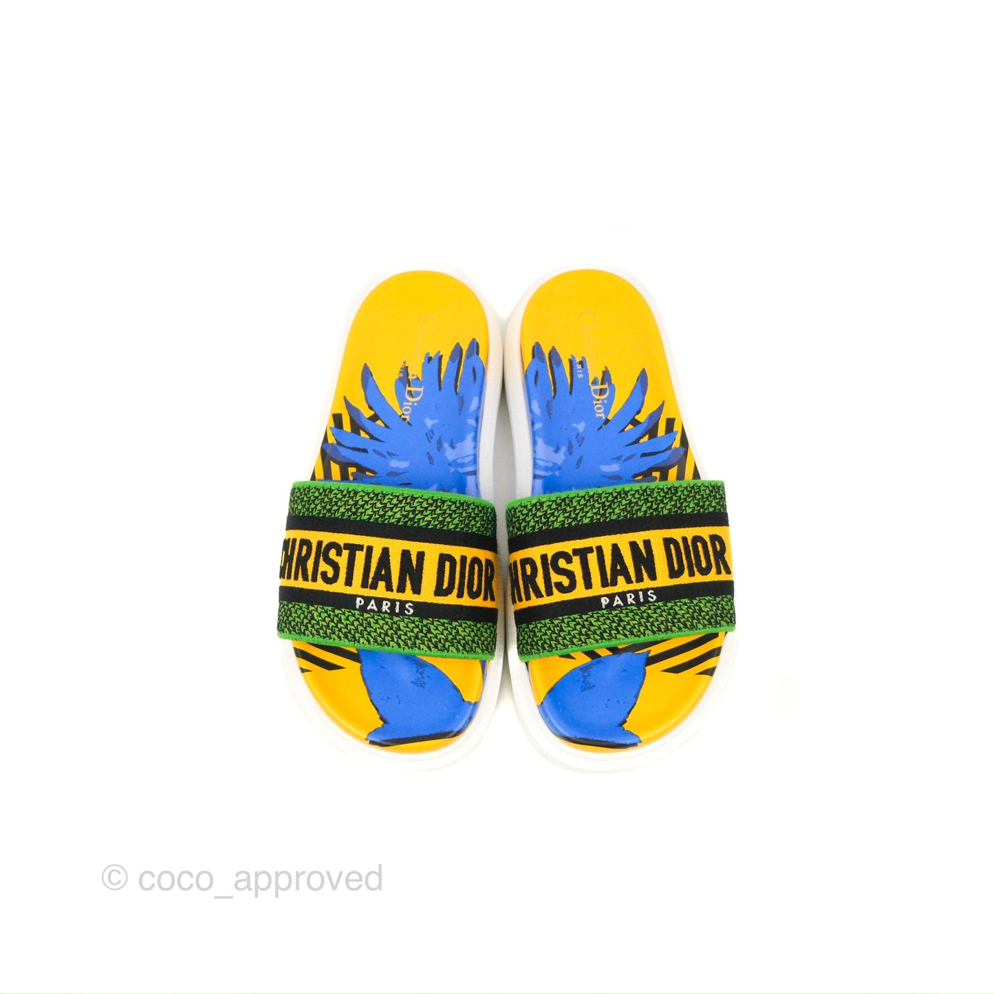 Dior Dway Slides Yellow Multicolor Size 37.5