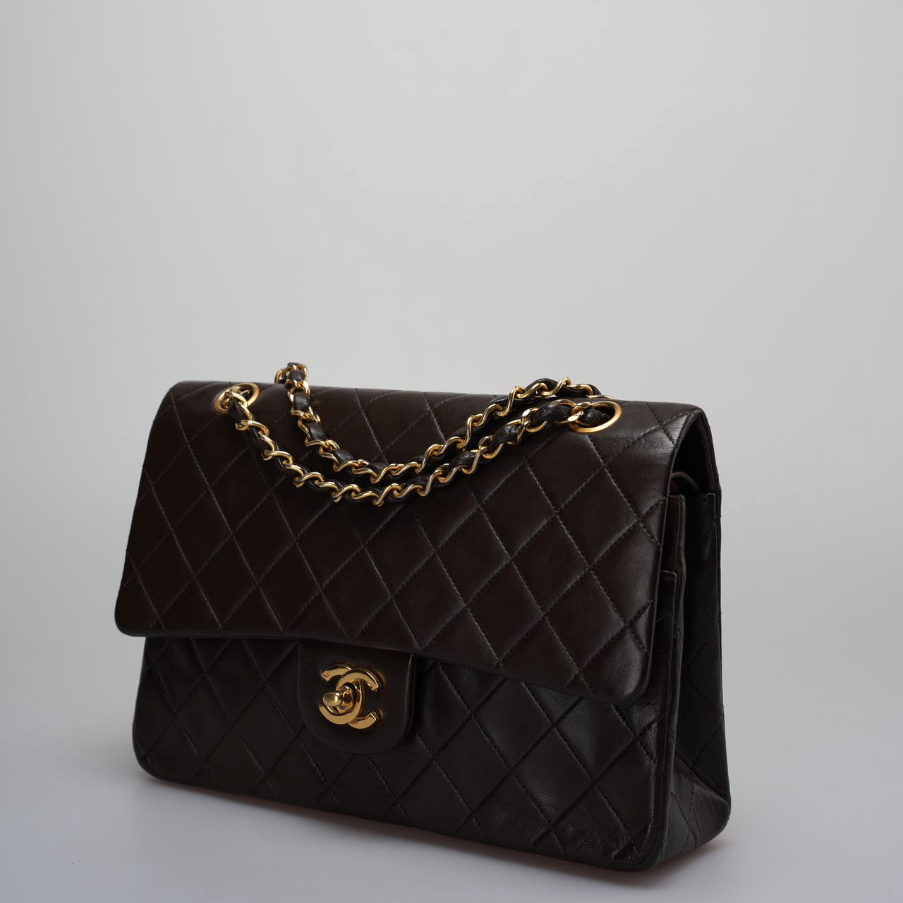 Chanel Vintage timeless Flap Bag in Chocolate Brown With Gold Hardware 24k Gold Hardware
