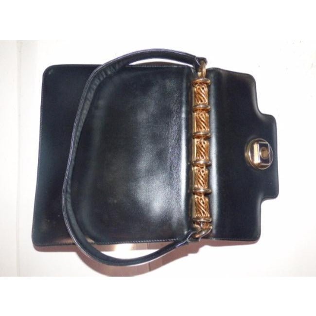 Gucci Black Leather Kelly Style W Bold Gold Hardware, Shoulder Bag