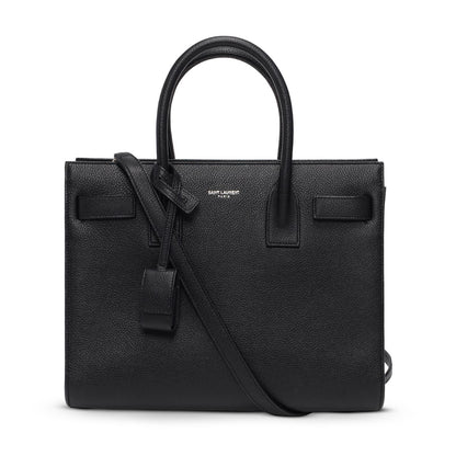 Saint Laurent Black Grained Calfskin Baby Sac de Jour Tote