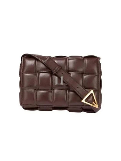 Luxury Bottega Veneta Gold Padded Cassette Cross Bag Fondente