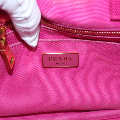 PRADA Canapa PM Hand Bag Canvas Pink Auth 85061