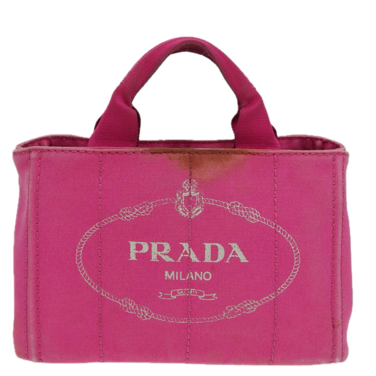 PRADA Canapa PM Hand Bag Canvas Pink Auth 85061