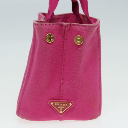 PRADA Canapa PM Hand Bag Canvas Pink Auth 85061