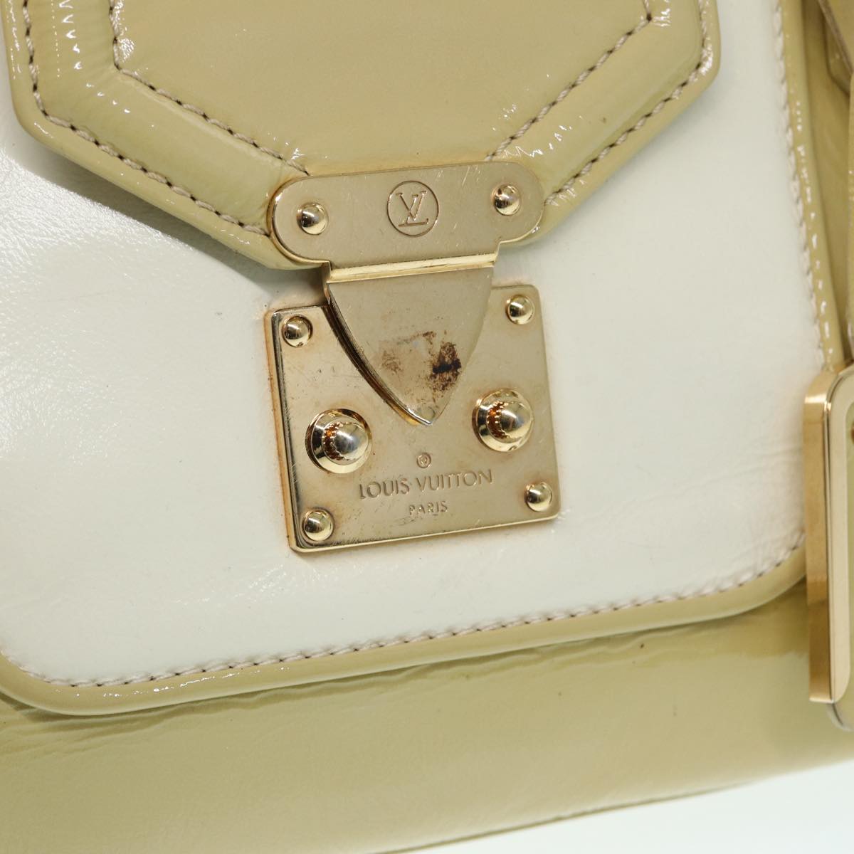 LOUIS VUITTON Vernis Cruise line Sac Picolour Hand Bag Beige M92547 Auth 85073