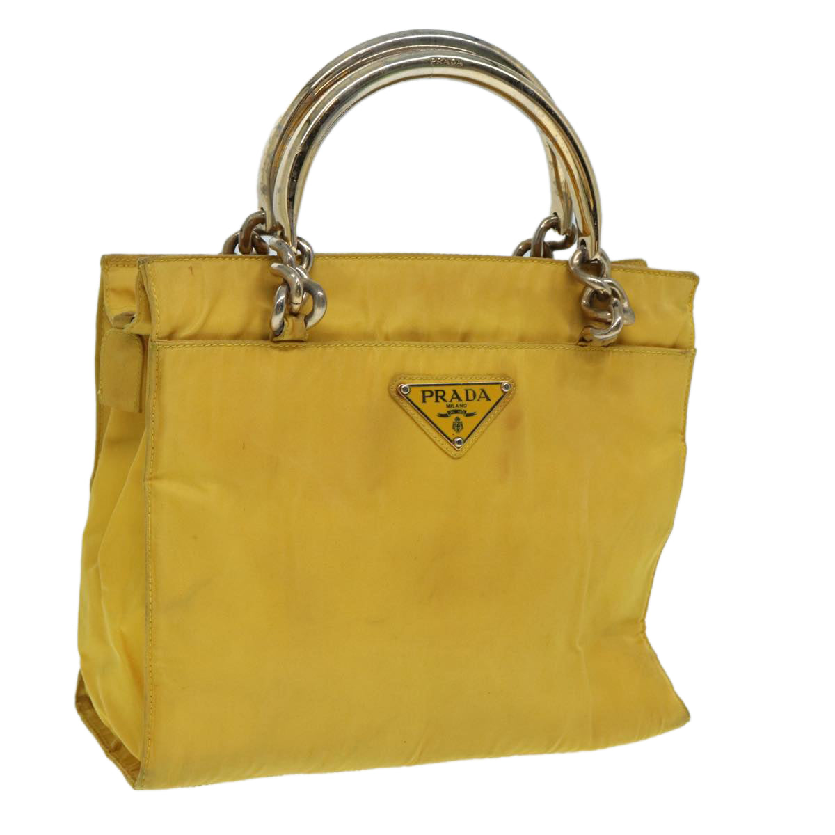 PRADA Hand Bag Nylon Yellow Auth 85132