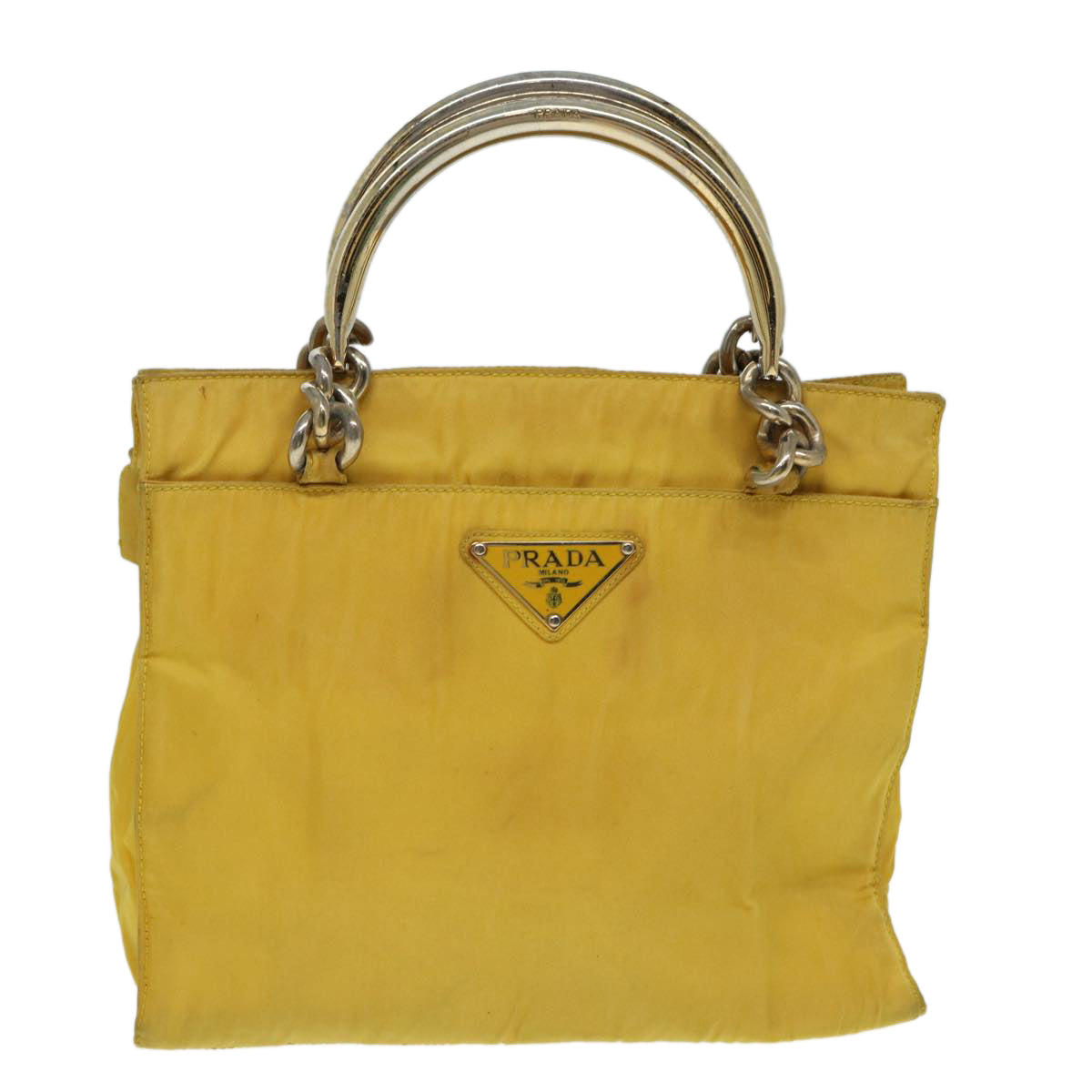 PRADA Hand Bag Nylon Yellow Auth 85132