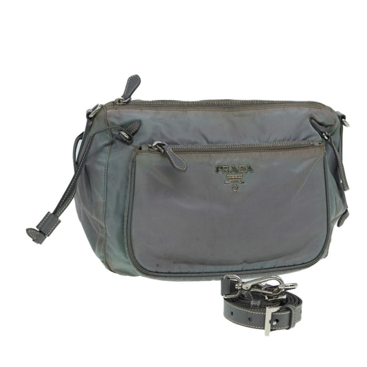 PRADA Shoulder Bag Nylon Gray Auth 85137