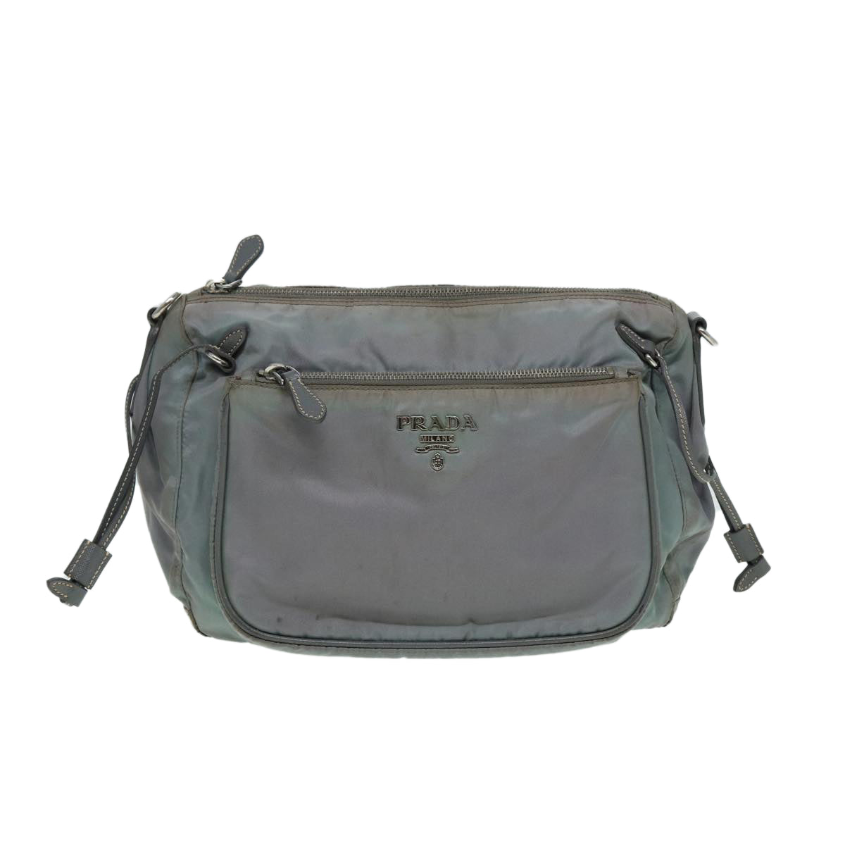 PRADA Shoulder Bag Nylon Gray Auth 85137