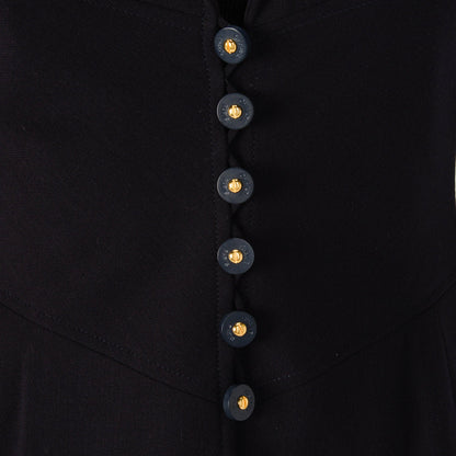 Chanel Navy Wool Crepe Panelled Jacket FR 38