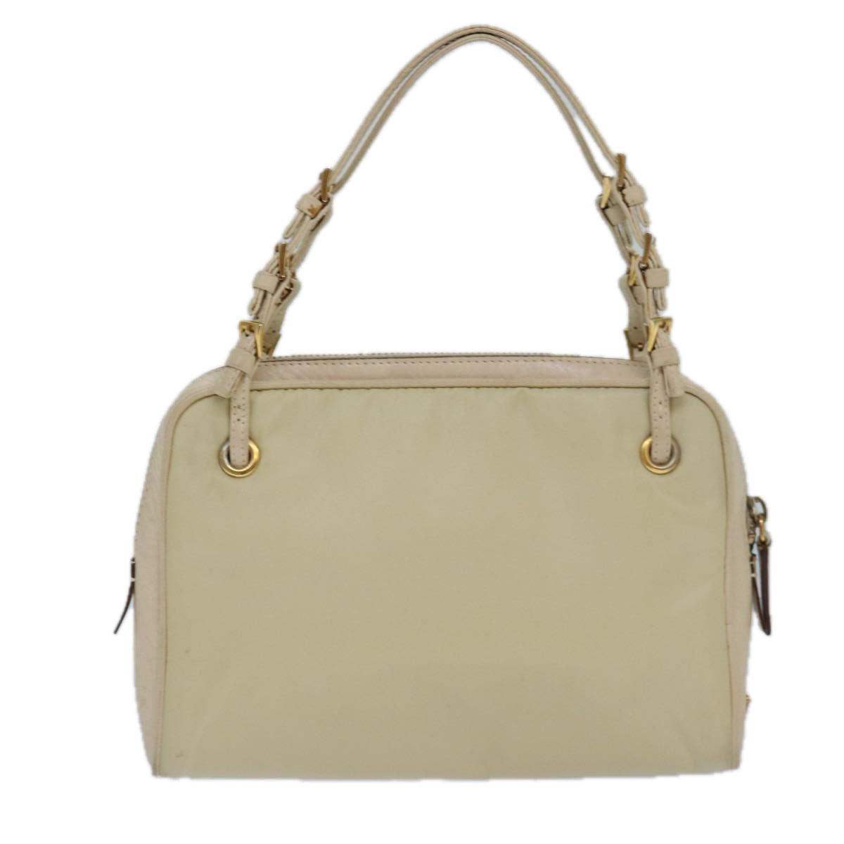 PRADA Hand Bag Nylon Gold Beige Auth 85224